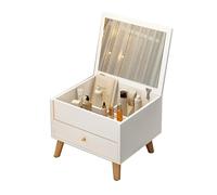 GBKBVTATDK Escritorio de tocador con espejo abatible y cajones de almacenamiento, moderna mesa de maquillaje minimalista, compacto y ahorra espacio, perfecto para dormitorio y espacios pequeños