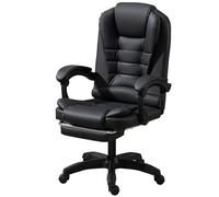 GBKBVTATDK Grande Silla Oficina 180KG, Silla Ergonómica Escritorio con Respaldo Alto, Silla de Computadora Giratoria Ajustable de Cuero PU con Reposapiés para Oficina en Casa(Black)