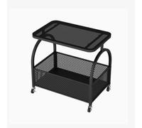 GBKBVTATDK Mesa Auxiliar de Sofá con Vidrio Templado - Mueble de 2 Nivelesmesilla Noche para Salón, Cocina o Dormitorio(Black)