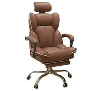 GBKBVTATDK Silla Ergonomica de Escritorio con Respaldo Alto, Silla Reclinable de Cuero PU con Reposapiés para Oficina y Hogar(Brown)