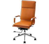 GBKBVTATDK Silla Oficina Ergonómica con Soporte Lumbar Ajustable, Silla de Escritorio Ejecutiva con Respaldo Alto, Silla Giratoria de Cuero PU para el Hogar y la Oficina Sillas Gamer(Brown)