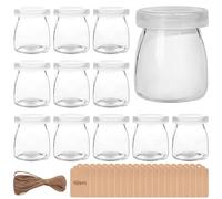 GBKDQQ 12 tarros de yogur transparentes con tapa de 200 ml, tarros de postre transparentes con tapa, tarros de yogur con tapa, tarros de tulipán para mermelada, miel, postres, velas, sin BPA