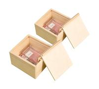 GBKDQQ 2 cajas de almacenamiento de madera con tapa deslizante (15 x 15 x 8 cm), caja de madera para regalo, caja de joyería, caja de madera natural, caja decorativa para Navidad, recuerdos de boda