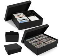 GBKDQQ 2 cajas de almacenamiento para fotos, cajas de almacenamiento con tapa, 34 x 27 x 12 cm, organizador de fotos con 8 compartimentos y etiquetas para fotos de 10 x 15 cm, semillas, manualidades