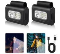 GBKDQQ 2 lámparas LED con clip, recargable, linterna de pecho, mini linterna frontal, luz de noche, luces de carrera USB, para correr, camping, senderismo, montañismo