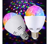 GBKDQQ 2 luces LED para fiesta: E27 3 W RGB LED bola de discoteca luz 360° rotatoria bombilla LED discoteca bombilla LED para casquillo E27 bombilla decoración fiesta fiesta fiesta Navidad