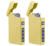 GBKDQQ 2 mecheros eléctricos de arco eléctrico, recargable por USB, encendedor portátil con indicador de batería, regalo para hombres y mujeres, con caja de regalo (dorado)