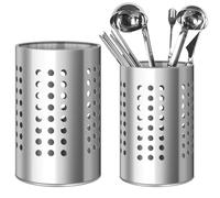 GBKDQQ 2 soportes para utensilios de cocina para encimera, cesta de cubiertos de acero inoxidable, para organizar cajones y encimeras para todas las cocinas, color plateado