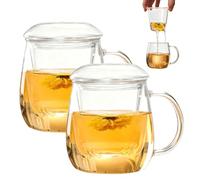 GBKDQQ 2 tazas de té con tapa y colador, vaso de té todo en uno, 500 ml, tazas de té de borosilicato resistentes al calor, fáciles de limpiar para el hogar y la oficina