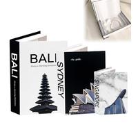 GBKDQQ 3 libros decorativos para decoración del hogar, libros decorativos, caja de libros de anidación y apilamiento falso libro, modelo de decoración, caja de almacenamiento para salón, estantería