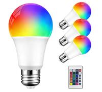 GBKDQQ 4 bombillas LED de 5 W (repuesto de 40 W), bombillas LED RGB regulables con mando a distancia, casquillo E27, cambio de color, bombillas LED con 16 colores para iluminación cotidiana e