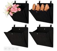 GBKDQQ 4 organizadores de zapatos colgantes con ganchos adhesivos, 26,5 x 27,5 cm, sin agujeros, bolsa de almacenamiento para colgar en la pared, apertura de 45°, plegable para caravanas, apartamentos