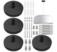 GBKDQQ 4 piezas Canopy Lámpara, Metal Negro Techo Baldaquino 80mm Canopy Luz Colgante Kit de Canopy Lámpara de Techo Conector Metal Caja de Conexiones de Metal Accesorios de Luz de Canopy