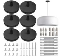 GBKDQQ 6 lámparas de dosel, metal negro techo dosel 80 mm, kit de dosel colgante de luz de techo, conexión de metal, accesorios de luz de techo