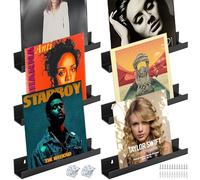 GBKDQQ 6 soportes de pared para discos de vinilo (acrílico negro), soporte de pared de vinilo, 30,5 x 4,3 x 4,3 cm para placas y fotos, estantería, estante de revistas (12 pulgadas)