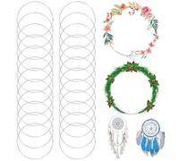 GBKDQQ Anillos de metal para manualidades de 20 cm, 24 anillos de atrapasueños plateados, anillos decorativos para colgar para atrapasueños, macramé, floristería y tapices de pared, anillos de alambre