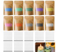 GBKDQQ Arena para velas con mecha: 10 colores granulados de cera para velas, 500 g de arena, juego de gránulos para hacer velas tú mismo (80 mechas de 10 cm)