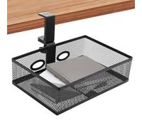 GBKDQQ Cajón debajo del escritorio, organizador de 360 °, organizador de escritorio con 2 agujeros para cables, sin agujeros, adecuado para el hogar, oficina, escuela, color negro