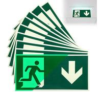 GBKDQQ Cartel de Salida de Emergencia Autoadhesivo Luminoso 10 Unidades: 10 Señales de Seguridad en Fosforescencia Verde-Amarilla, para Interiores y Exteriores (30x15cm)