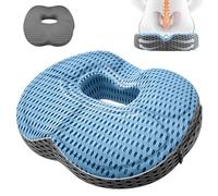 GBKDQQ Cojín ortopédico, antiescaras, silla de oficina, alivio ergonómico, coxis, hemorroides, cadera, coxis, cojín para sofá, oficina, coche, silla de ruedas (azul+gris)
