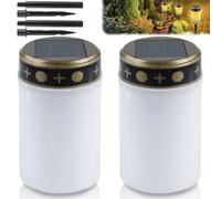 GBKDQQ Juego de 2 luces solares LED para tumbas con estaca, resistentes al agua, IP55, para exteriores, funcionan con energía solar (blanco)