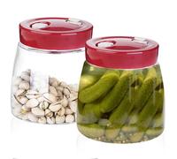 GBKDQQ Juego de 2 tarros de fermentación con válvula de salida de aire desechable, 1 litro, vidrio fermentado, vaso de fermentación, juego de iniciación para fermentación, tarros de almacenamiento