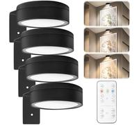 GBKDQQ Juego de 4 luces de imagen, batería con mando a distancia, lámpara de cuadros, luz de pintura, recargable con 3 temperaturas de color, intensidad regulable, indicador de arte LED, iluminación