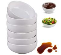 GBKDQQ Juego de 6 cuencos de cerámica para salsas, color blanco, redondo, 8 x 3,5 cm, apilables, aptos para lavavajillas, cerámica estampada, ideal para salsas, aperitivos, postres, comida para