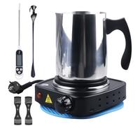 GBKDQQ Kit de fabricación de velas con placa de cocción electrónica, kit de creación de velas para adultos, juego de hacer velas con olla de cera de 900 ml, cuchara para mezclar, termómetro, soporte
