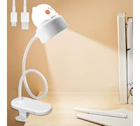 GBKDQQ Lámpara con pinza para cama, lámpara de lectura, regulable, 3 niveles de brillo y 360°, flexible, USB, recargable, con protección ocular para niños, estudios/trabajos, interruptor táctil, color