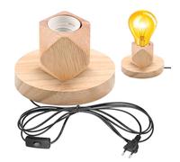 GBKDQQ Lámpara de escritorio portalámparas E27 con interruptor cable, lámpara de mesa E27 de madera y plástico, base de madera EU-Plug E27, perfecta para dormitorio, sala de estar, oficina (sin