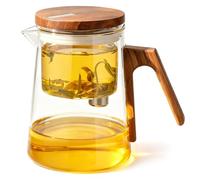 GBKDQQ Magic Tetera de cristal con colador, 700 ml, tetera para té suelto con tapa de succión magnética, cristal de borosilicato, tetera rotativa transparente, para el hogar y la oficina