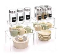 GBKDQQ Organizador de cocina acrílico de 4 unidades, organizador de armario transparente, apilable y ampliable, mini estantería para armarios, escritorio, organización de almacenamiento de cocina