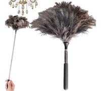 GBKDQQ Plumero Telescópico de Plumas de Avestruz: Eficiencia Plumero de Plumas de Avestruz, Comodidad Plumero Largo para Superficies Altas (17-40 Pulgadas)