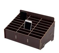 GBKDQQ Q - Caja de almacenamiento de madera con 24 compartimentos para teléfono móvil, oficina, escuela, color marrón