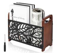 GBKDQQ Revistero de madera y metal con asas, ahorra espacio, revistero de 33 x 24 x 13 cm, soporte para revistas para oficina y hogar