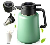GBKDQQ Termo de 1,8 l con colador de té, acero inoxidable 316, jarra térmica con pantalla de temperatura, termo denso para café y té (verde claro)