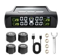 GBKDQQ TPMS Sistema de Control de Presión de Neumáticos, 4 Sensores Externos, Alarma de Temperatura y Vehículo, Sistema de Control de Presión de Neumáticos Solar Sistema de Control de Presión de