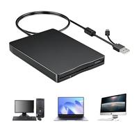 GBKDQQ Unidad de disquete externa USB portátil FDD 1,44 MB 3,5 pulgadas: Slimline Floppy Disk Drive Lector de tarjetas externas Accesorios de ordenador Extraíble Externo Compatible con PC y MAC, Plug