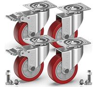 GBL - 4 Ruedas para Muebles + Pernos con Tuerca 600KG | 100mm Ruedas Giratorias, Rueda Pivotantes, Ruedas Con Freno Industrial Con Placa de Montaje 4 con freno