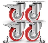 GBL Ruedas para Muebles Pesados con 2 Freno + Tornillos - 125mm Hasta 800kg - 4 Rueda que No Dejan Marcas de Alta Resistencia - Ruedas Giratorias Grandes para Palets Engomadas