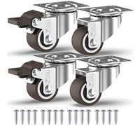 GBL Ruedas para Muebles Pesados con 2 Freno + Tornillos - 25mm Hasta 40kg - 4 Rueda que No Dejan Marcas de Alta Resistencia - Ruedas Giratorias Pequeñas para Palets Engomadas