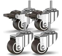 GBL Ruedas para Muebles Pesados con 2 Freno + Tornillos - 25mm Hasta 40kg - 4 Rueda que No Dejan Marcas de Alta Resistencia - Ruedas Giratorias Pequeñas para Palets Engomadas