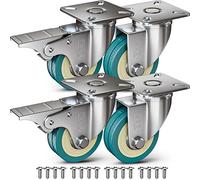 GBL - 4 Ruedas para Muebles + Tornillos 200KG | 50mm Ruedas Giratorias, Rueda Pivotantes, Ruedas Con Freno Industrial Con Placa de Montaje