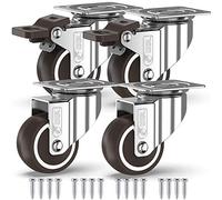 GBL Ruedas para Muebles Pesados con 2 Freno + Tornillos - 50 mm Hasta 200 kg - 4x Ruedas Giratorias Grandes que No Dejan Marcas de Alta Resistencia - Para Mesa Cama Mueble Canape Sofá Palets - Plata