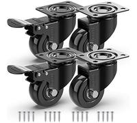 GBL Ruedas para Muebles Pesados con 2 Freno + Tornillos - 50 mm Hasta 200 kg - 4 Ruedas que No Dejan Marcas de Alta Resistencia - Ruedas Giratorias para Palets Engomadas - Negro