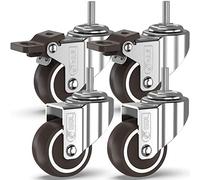 GBL Ruedas para Muebles Pesados con 2 Freno + Tornillos - 50mm M10x25 Hasta 200kg - 4 Ruedas que No Dejan Marcas de Alta Resistencia - Ruedas Giratorias para Palets Engomadas