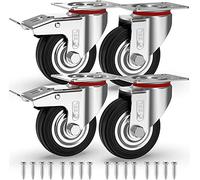GBL Ruedas para Muebles Pesados con 2 Freno + Tornillos - 75 mm Hasta 200 kg - 4x Ruedas Giratorias Grandes que No Dejan Marcas de Alta Resistencia - Para Mesa Cama Mueble Canape Sofá Palets - Plata