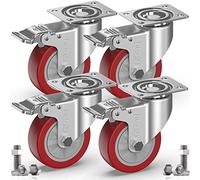 GBL Ruedas para Muebles Pesados con 4 Freno + Tornillos - 100 mm Hasta 600 kg - 4x Ruedas Giratorias Grandes que No Dejan Marcas de Alta Resistencia - Para Mesa Cama Mueble Canape Sofá Palets