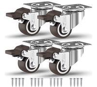 GBL Ruedas para Muebles Pesados con 4 Freno + Tornillos - 25mm Hasta 40kg - 4 Ruedas que No Dejan Marcas de Alta Resistencia - Ruedas Giratorias Pequeñas para Palets Engomadas
